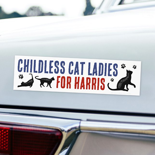 Kamala Harris Präsident 2024 Kinderlose Cat Ladys Autoaufkleber (Von Creator hochgeladen)