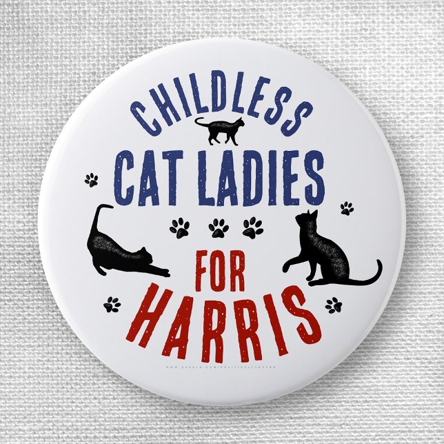 Kamala Harris Präsident 2024 Kinderlose Cat Ladys Button (Von Creator hochgeladen)