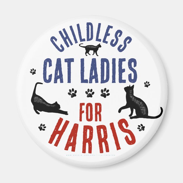 Kamala Harris Präsident 2024 Kinderlose Cat Ladys Magnet (Vorne)