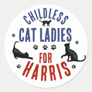 Kamala Harris Präsident 2024 Kinderlose Cat Ladys Runder Aufkleber