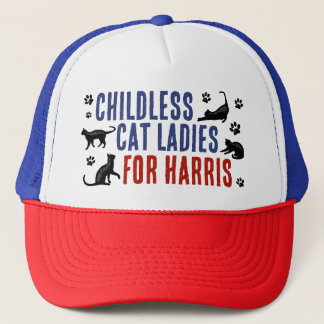 Kamala Harris Präsident 2024 Kinderlose Cat Ladys Truckerkappe