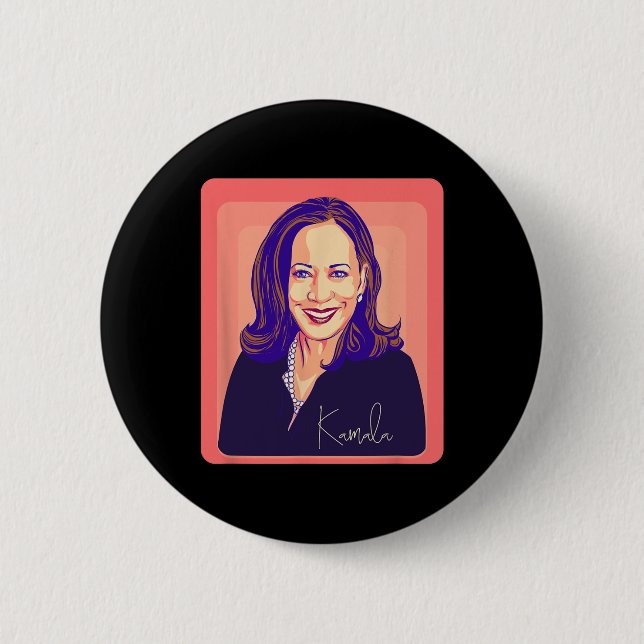 Kamala Harris Präsidentin Pop Art Portrait Button (Vorderseite)