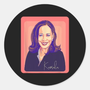 Kamala Harris Präsidentin Pop Art Portrait Runder Aufkleber