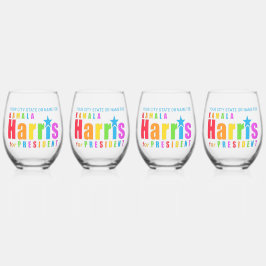 Kamala Harris Pride 2024 Chic Personalisiertes Par Weinglas Ohne Stiel