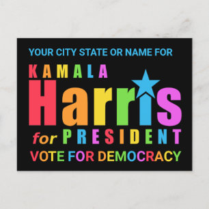 Kamala Harris Pride 2024 Party zur Demokratisierun Postkarte