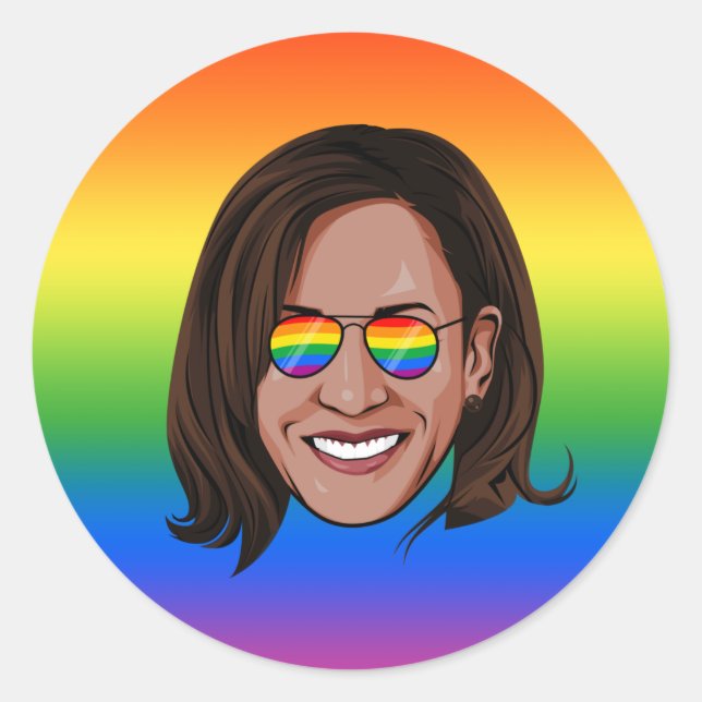 Kamala Harris Pride Holiday Runder Aufkleber (Vorderseite)