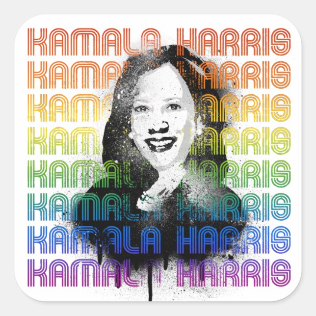 Kamala Harris Pride Quadratischer Aufkleber (Vorderseite)