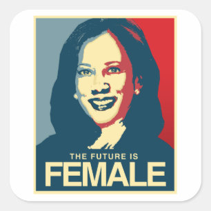 Kamala Harris Propaganda - Zukunft ist Weiblich - Quadratischer Aufkleber