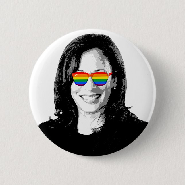 Kamala Harris Rainbow Sunglasses Kaffeemaschine Ta Button (Vorderseite)