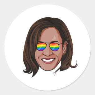 Kamala Harris Rainbow Sunglasses Runder Aufkleber