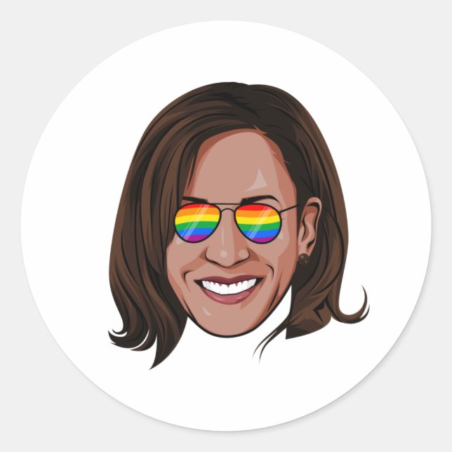 Kamala Harris Rainbow Sunglasses Runder Aufkleber (Vorderseite)