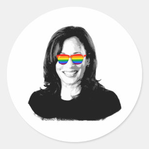 Kamala Harris Rainbow Sunglasses Runder Aufkleber