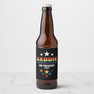 Kamala Harris Regenbogen Gay Pride LGBT Wahl 2024 Bierflaschenetikett
