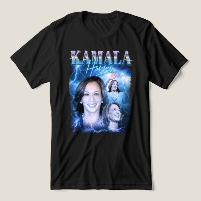 Kamala Harris Retro 90er Stil Tri-Blend Shirt (Design Vorderseite)