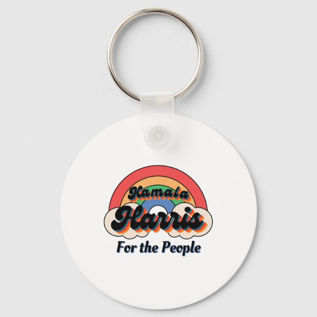 Kamala Harris Retro Rainbow Design Schlüsselanhänger (Vorderseite)