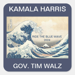 KAMALA HARRIS RIDE THE BLAUE WAVE 2024 QUADRATISCHER AUFKLEBER