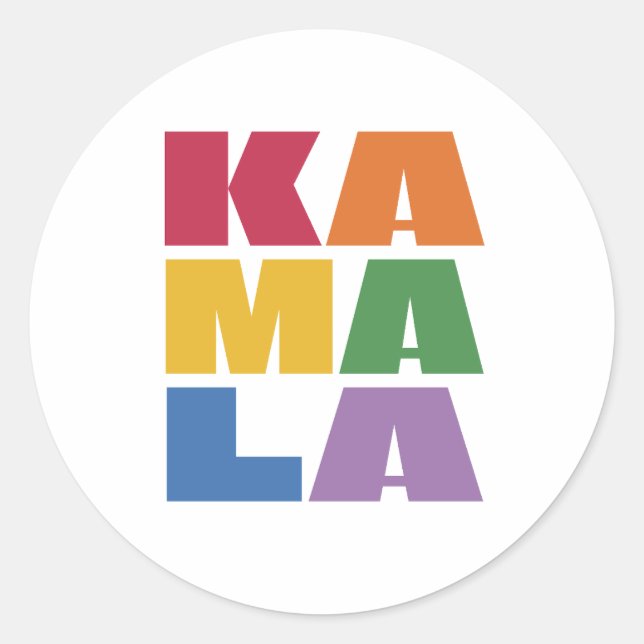 Kamala Harris. Runder Aufkleber (Vorderseite)