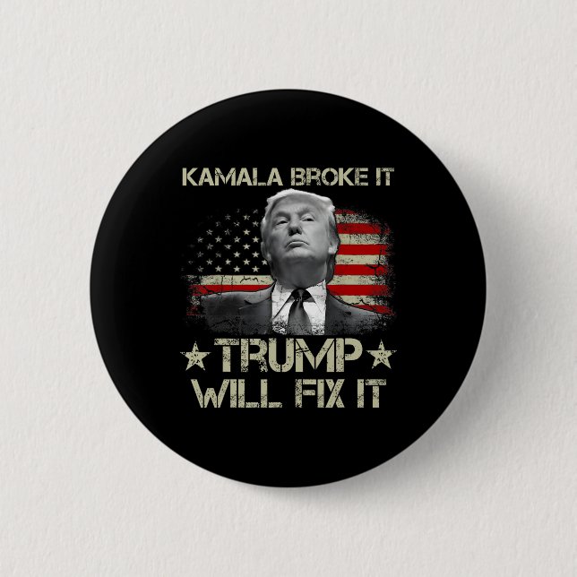 Kamala Harris schlug, Trump werde die US-Flagge re Button (Vorderseite)