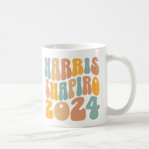 Kamala Harris Shapiro Wavy Text Retro Trendy Kaffeetasse