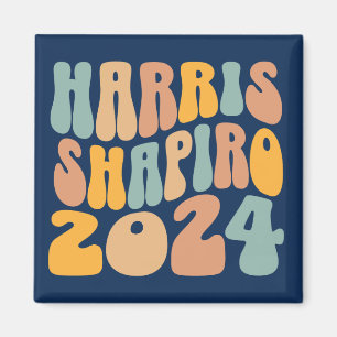 Kamala Harris Shapiro Wavy Text Retro Trendy Magnet