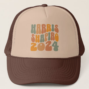 Kamala Harris Shapiro Wavy Text Retro Trendy Truckerkappe