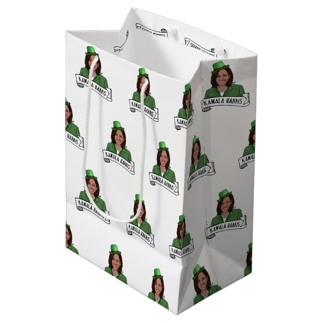 Kamala Harris St. Patrick's Day Mittlere Geschenktüte (Vorderseite Schrägansicht)