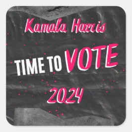 Kamala Harris Sticker. Schwarze Farbe. Quadrat Quadratischer Aufkleber