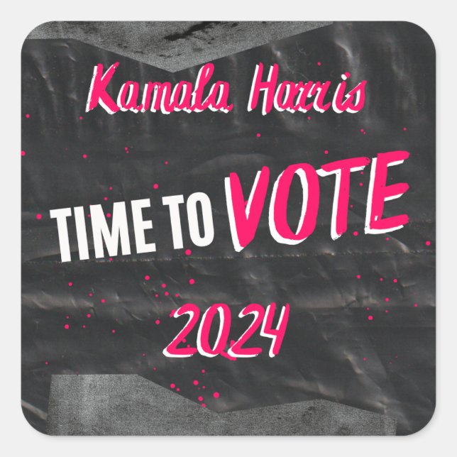 Kamala Harris Sticker. Schwarze Farbe. Quadrat Quadratischer Aufkleber (Vorderseite)