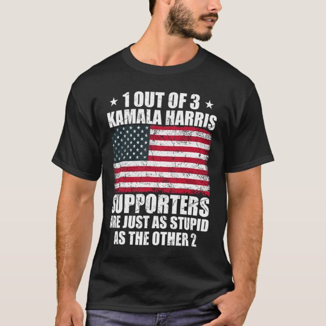 Kamala Harris Stupid Joke American Flag Usa Funny T-Shirt (Vorderseite)
