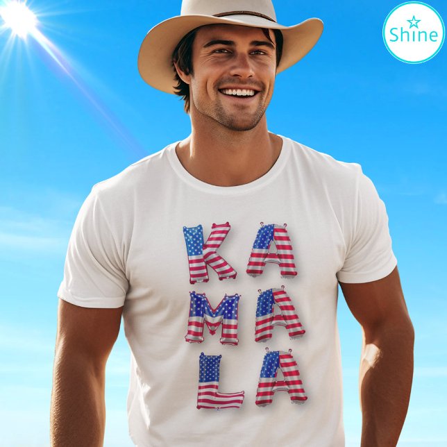 Kamala Harris Supporter USA Flag Balloon Alphabets T-Shirt (Von Creator hochgeladen)