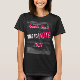 Kamala Harris T - Shirt. Schwarz mit rosa Schrifta T-Shirt