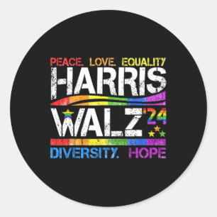 Kamala Harris Tim W 2024 Peace Lgbt Harris W Waltz Runder Aufkleber