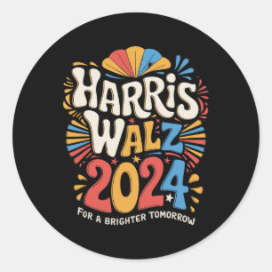 Kamala Harris Tim Waltz Campaign Harris W 2024 Ele Runder Aufkleber