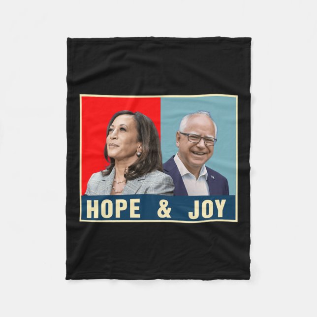 Kamala Harris Tim Walz 2024 Hoffnung und Freude Fleecedecke (Vorderseite)