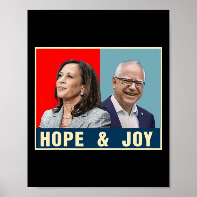 Kamala Harris Tim Walz 2024 Hoffnung und Freude Poster (Vorne)
