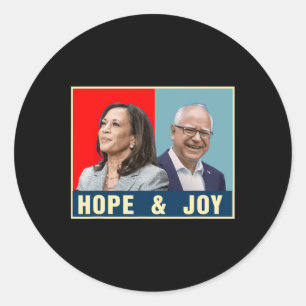 Kamala Harris Tim Walz 2024 Hoffnung und Freude Runder Aufkleber
