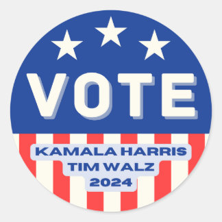 Kamala Harris - Tim Walz 2024. Kreis Runder Aufkleber
