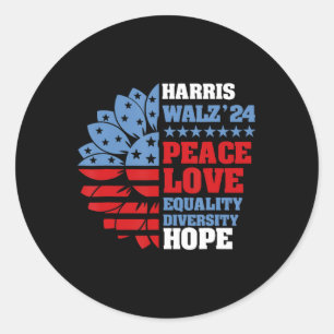 Kamala Harris Tim Walz 2024 Peace Lgbt Harris Walz Runder Aufkleber