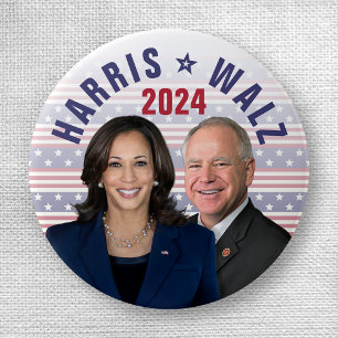 Kamala Harris Tim Walz 2024 Präsident Vice Fotos Button