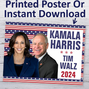 Kamala Harris Tim Walz 2024 Präsident Vice Fotos Poster