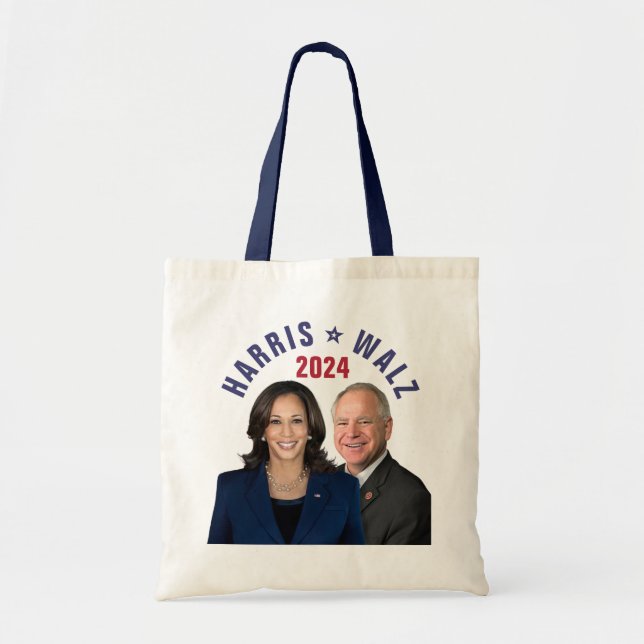 Kamala Harris Tim Walz 2024 Präsident Vice Fotos Tragetasche (Vorne)
