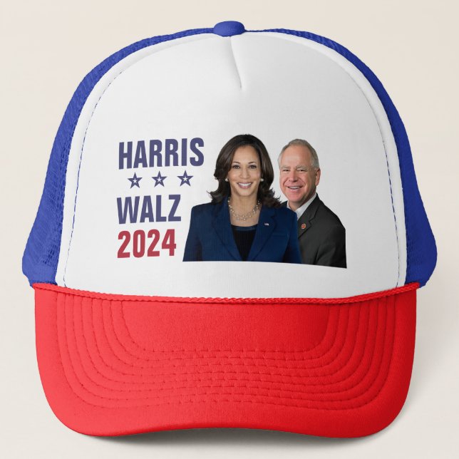 Kamala Harris Tim Walz 2024 Präsident Vice Fotos Truckerkappe (Vorderseite)