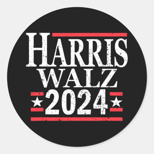 Kamala Harris Tim Walz 2024 Runder Aufkleber (Vorderseite)