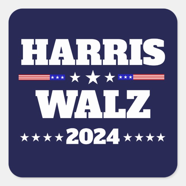 Kamala Harris Tim Walz 2024 US-Präsidentschaftskam Quadratischer Aufkleber (Vorderseite)