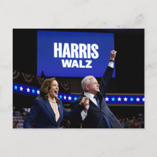 Kamala Harris Tim Walz Banner Postkarte