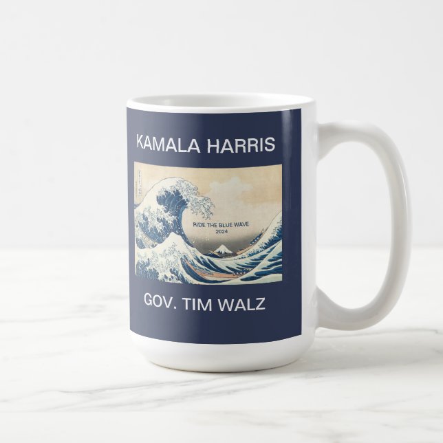 KAMALA HARRIS TIM WALZ BLUE WAVE 2024 KAFFEETASSE (Rechts)