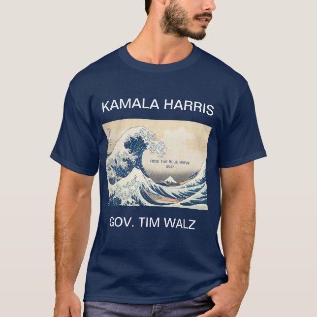 KAMALA HARRIS TIM WALZ BLUE WAVE 2024 T - Shirt (Vorderseite)