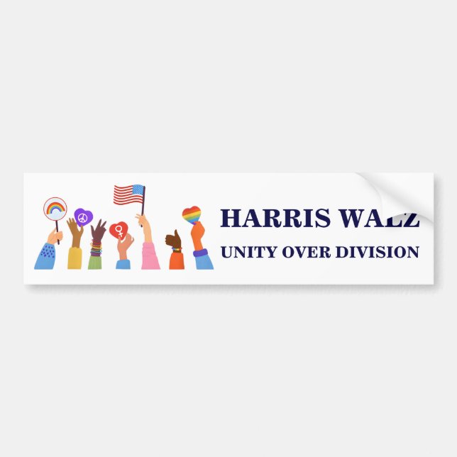 Kamala Harris Tim Walz Einheit Autoaufkleber (Vorne)
