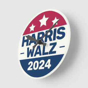 Kamala Harris Tim Walz Kampagne 2024 Präsident Runde Wanduhr