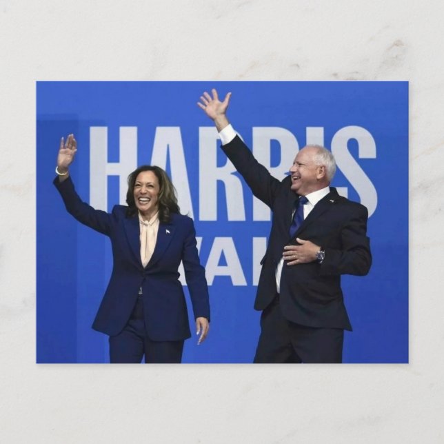 Kamala Harris Tim Walz Postkarte (Vorderseite)